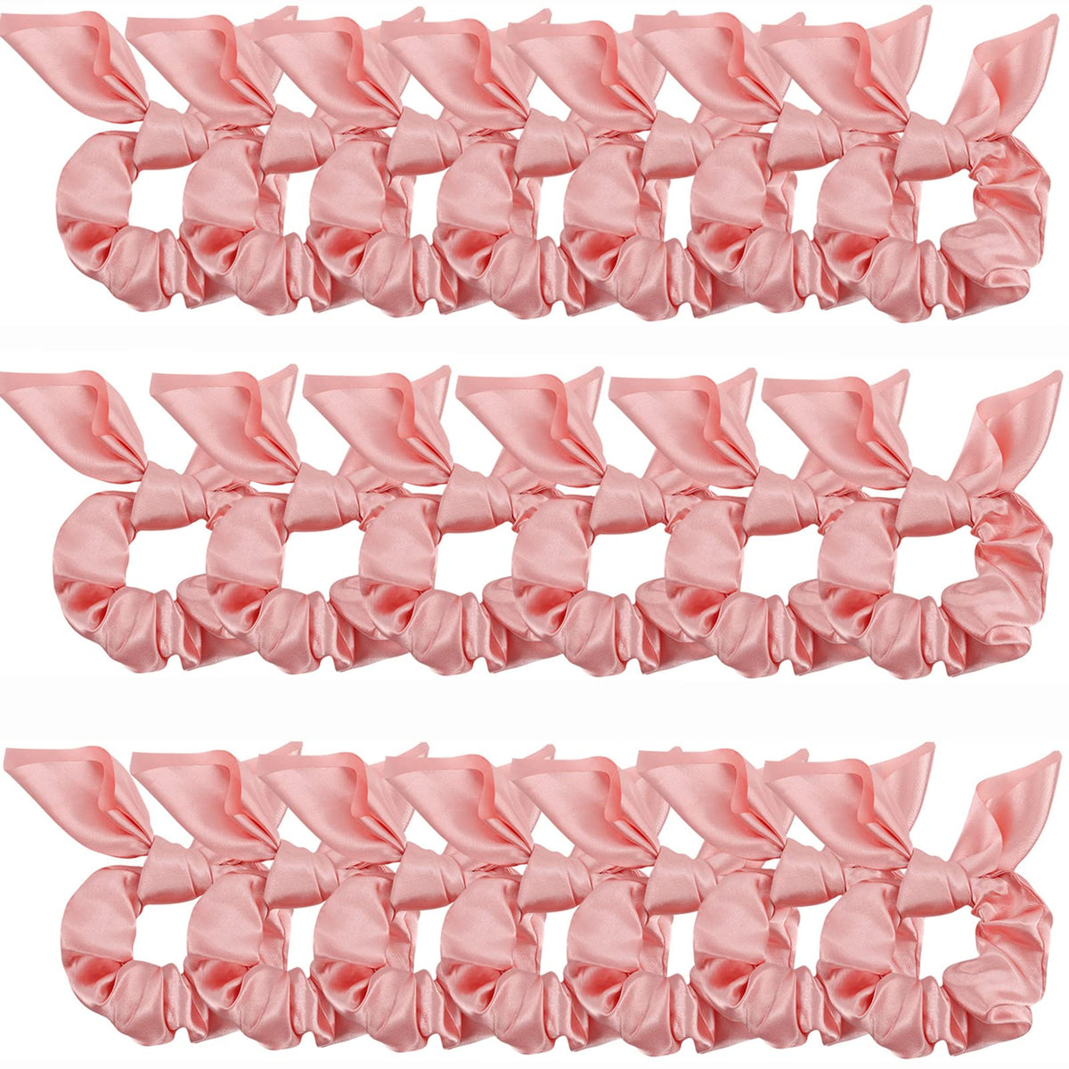 20 Pack Satin Scrunchies for Thick Hair, Hair Ties with Bow for Women's Hair, Bunny Ear Scrunchies, Hair Accessories for Girls, Silk Scrunchies in 20 Solid Warm Colors