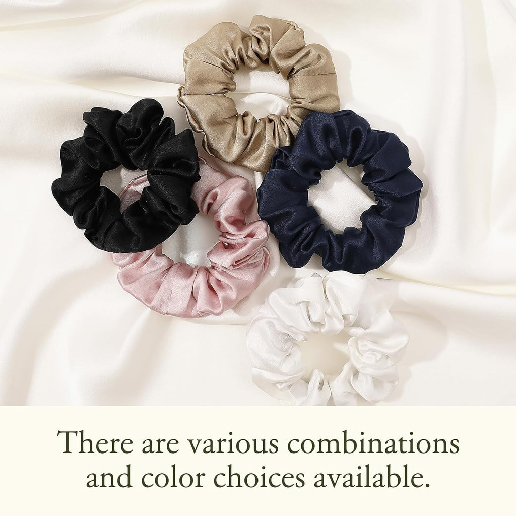 LilySilk Silk Hair Scrunchy, 100% Mulberry Silk Ponytail Holder, Frizz & Breakage Prevention, No Damage, Dark Green, 1 Count