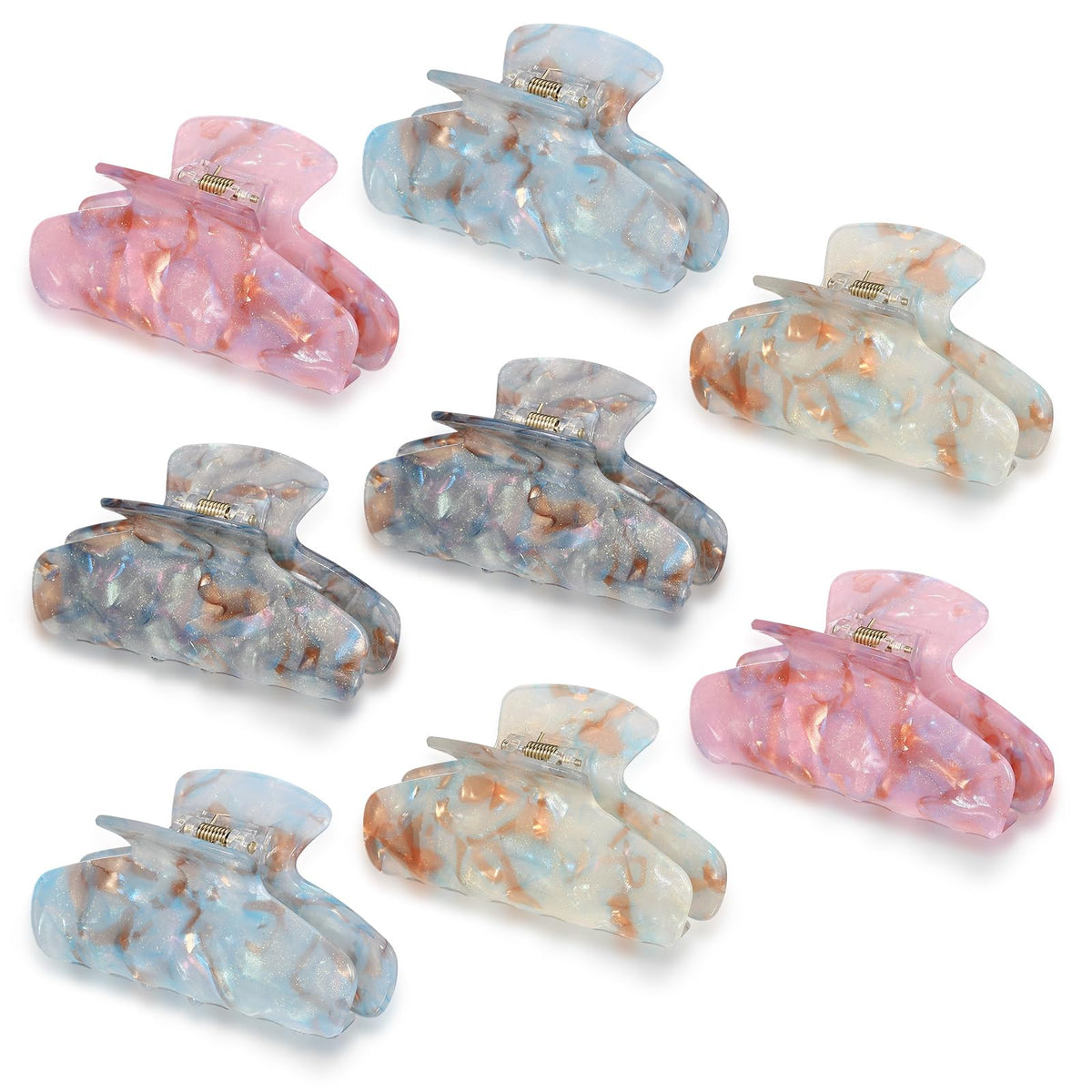 8 Pcs Large Acrylic Hair Claw Clips,Ink Painting,Dusk Color