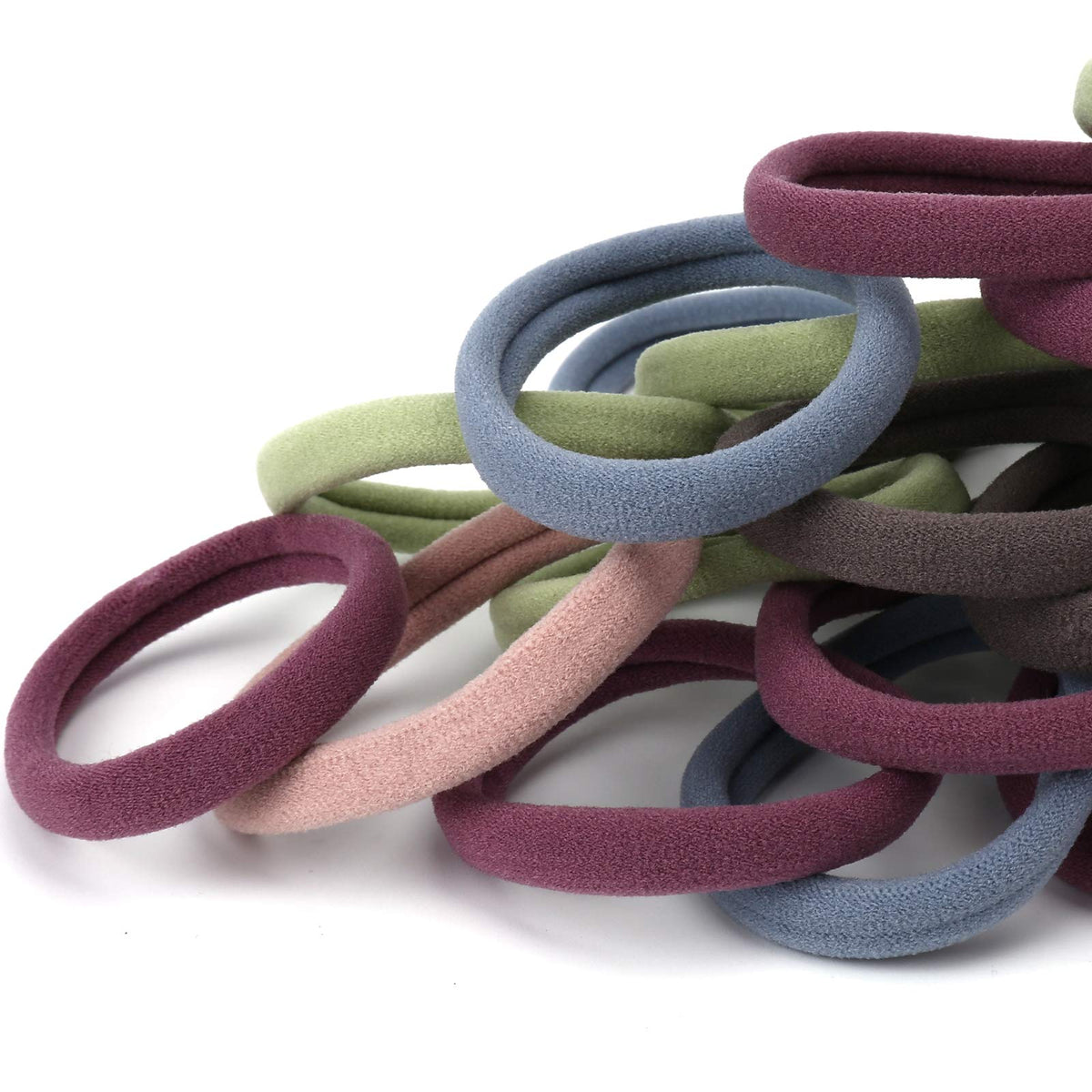 50PCS Black Hair Ties for Women, Cotton Seamless Hair Bands, Elastic Ponytail Holders, No Damage for Thick Hair, 2 Inch in Diameter, by Qarwayoc