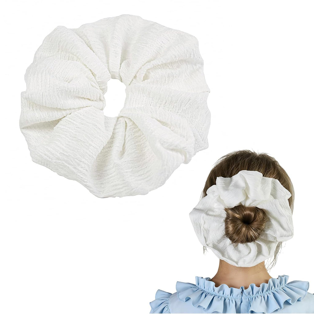 White Hair Scrunchies for Women 1pc Large Elastic Hair Ties Soft Hairbands for Thick Thin Hair, Big Ponytail Holders Hair Accessories for Girls, Party Daily Use