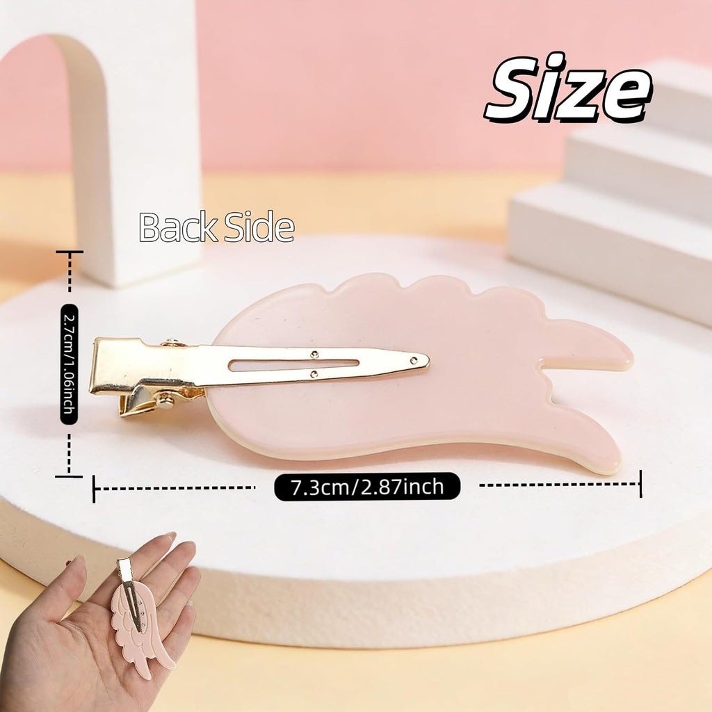 2 Piece Angel Wing Hair Clips with Rhinestones Pink Creaseless Hair Clips for Women Cute Wing Hairpins Kawaii Cartoon Barrettes Cute Y2K Makeup Accessories