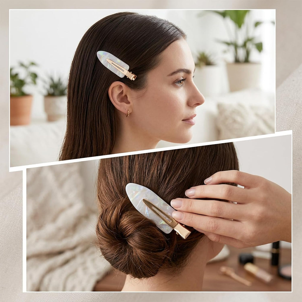 8 PCS No Crease Hair Clips No Bend Creaseless Hair Clips for Women White Flat Hairs Clip Makeup Hairs Clip Cute Accessories for Women (Milk White)