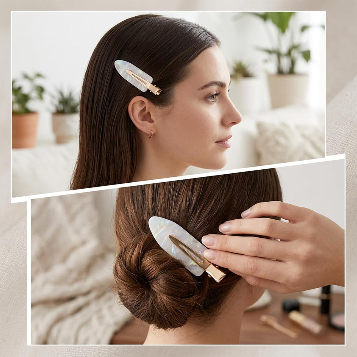 8 PCS No Crease Hair Clips No Bend Creaseless Hair Clips for Women White Flat Hairs Clip Makeup Hairs Clip Cute Accessories for Women (Milk White)