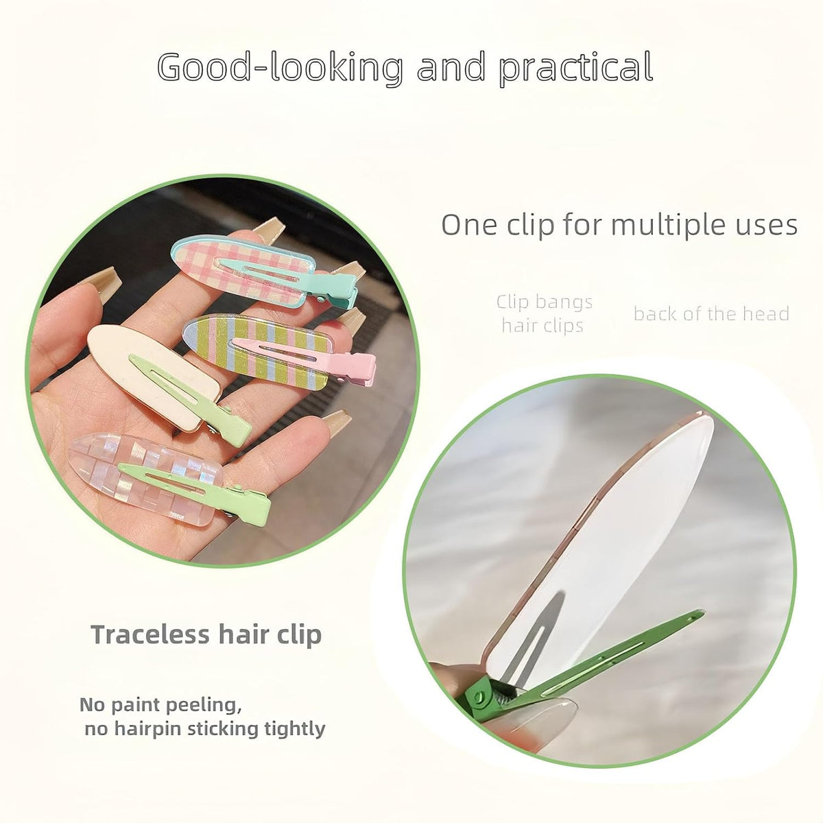 2 Pcs Cute fruit hair clip for Women Girls thick,thin hair.No Bend No Crease Hair Clips for styling sectioning hair barretters fine (Sea salt avocado)