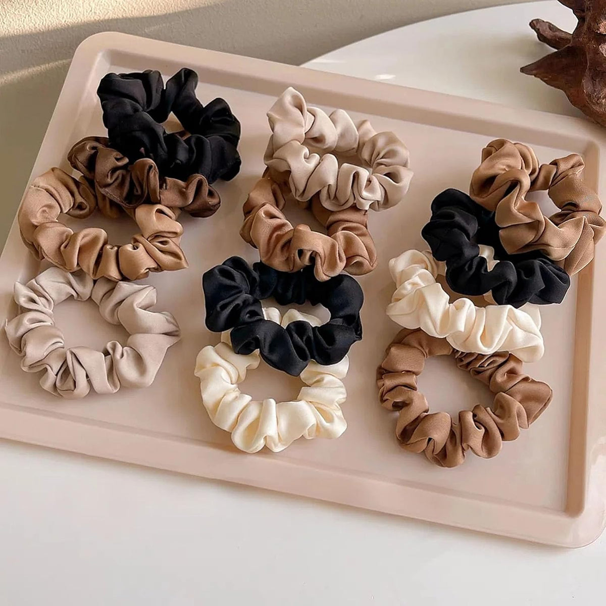 12 Pcs Satin Silk Scrunchies – Soft Hair Ties for Women & Girls, Thick Elastic Ponytail Holders, Hair Bands & Wrist Bracelets, Assorted Colors Scrunchies Hair Ties Silk Satin Scrunchy Hair Accessories