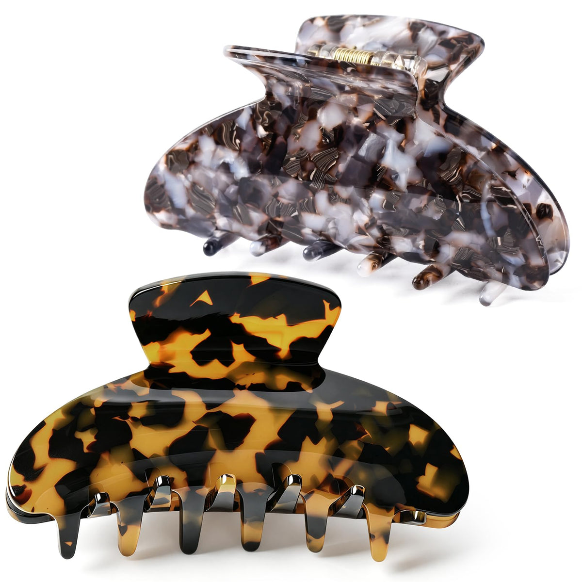 2PCS Hair Claw Banana Clips tortoise Barrettes Celluloid French Design Barrettes celluloid Leopard print Large Fashion Accessories for Women Girls