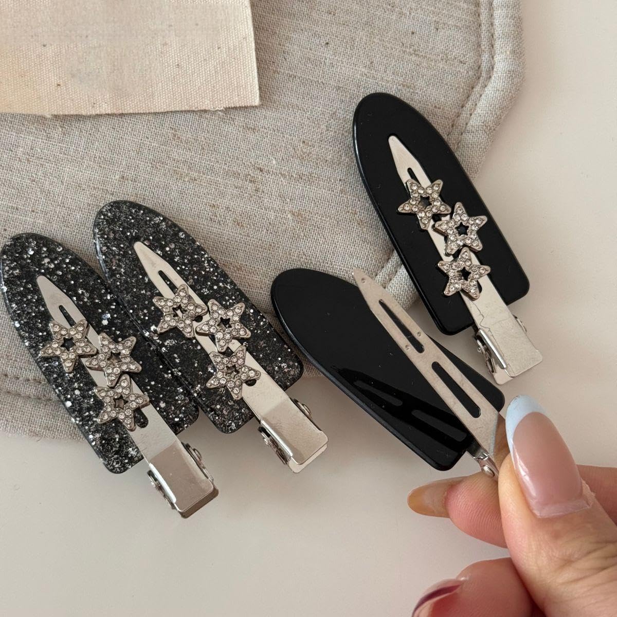 4PCS Creaseless Hair Clips No bend No Crease Hair Clip Makeup Clips for Women and Girls Flat Hair Clips for Hairstyling Salon Silver Handle (A)