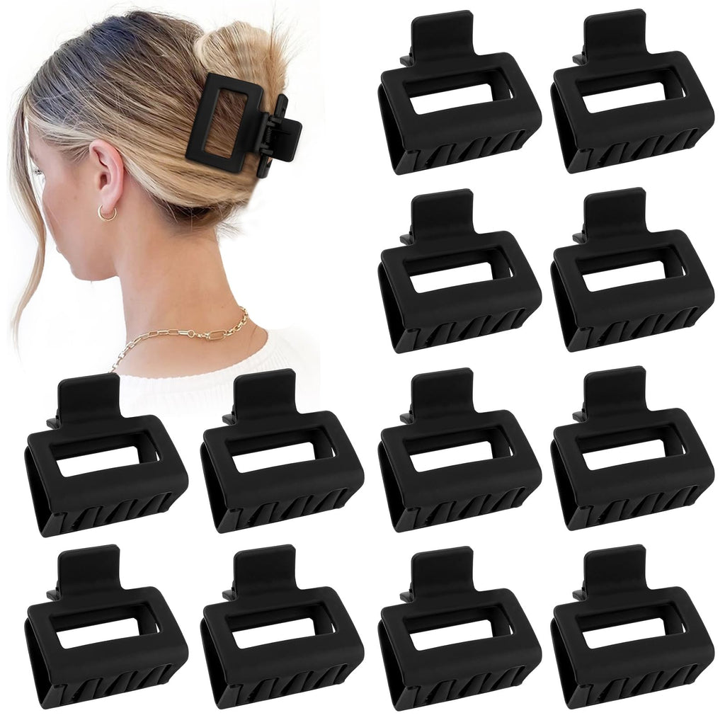 Sisiaipu 2 Inch Medium Hair Claw Clips 12 Pcs Square Hair Clips for Thin Hair Matte Nonslip Acrylic Banana Jaw Clips Bulk Hair Accessories for women and Girls - Colorful