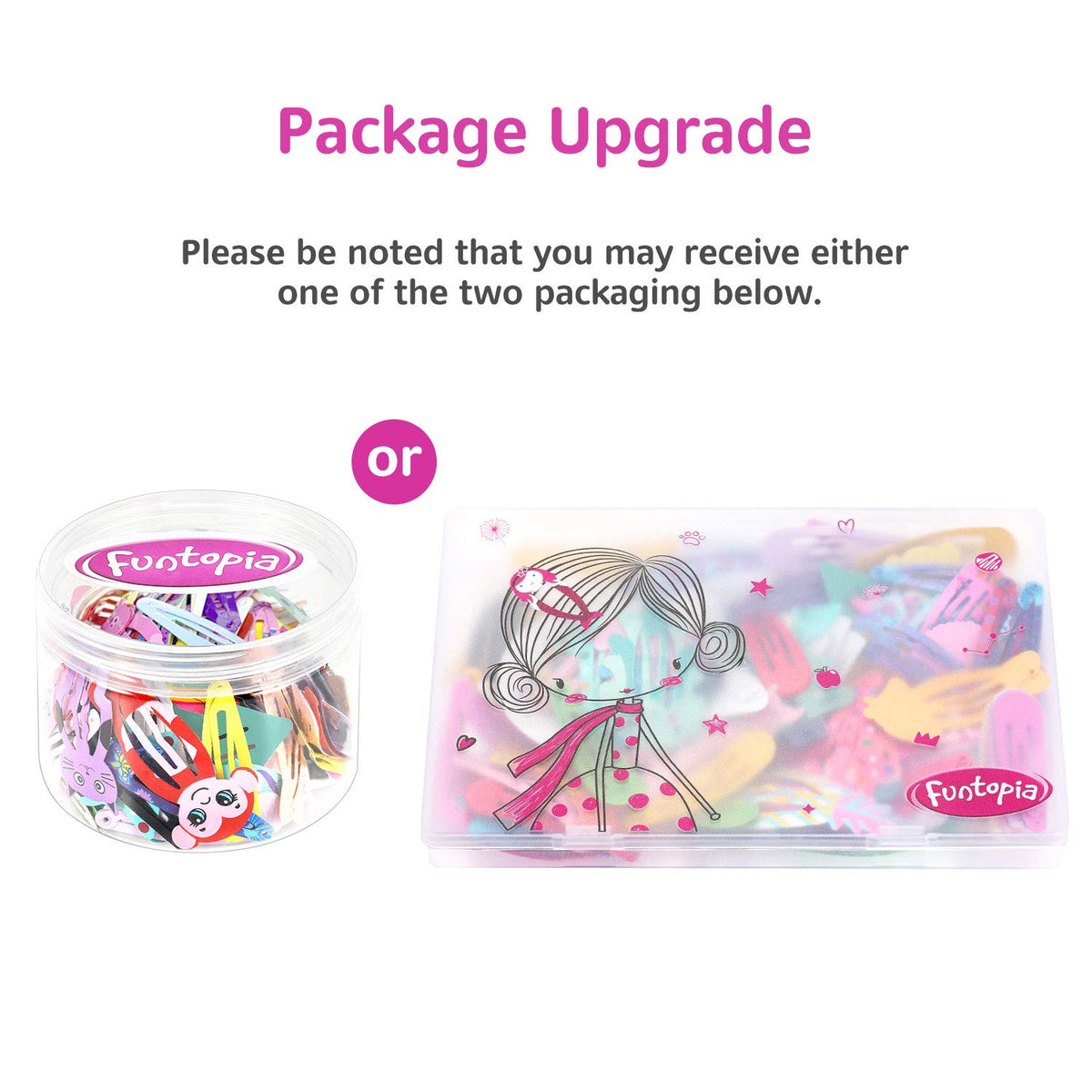 Hair Clips for Girls, Funtopia 100Pcs Snap Barrettes for Kids Teens Women