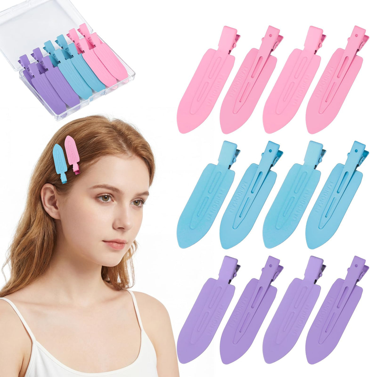 obeoby 12 Pcs No Crease No Bend Hair Clips for Women Girls Makeup Styling