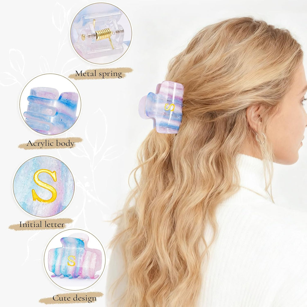 Gifts for Women Teen Girls,Small Initial Hair Clips - Lavender,A