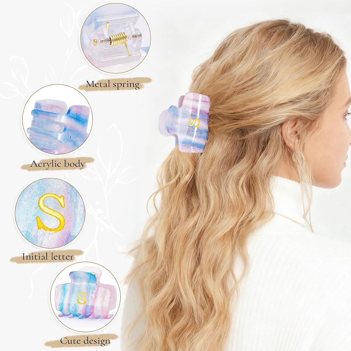 Gifts for Women Teen Girls,Small Initial Hair Clips - Lavender,A