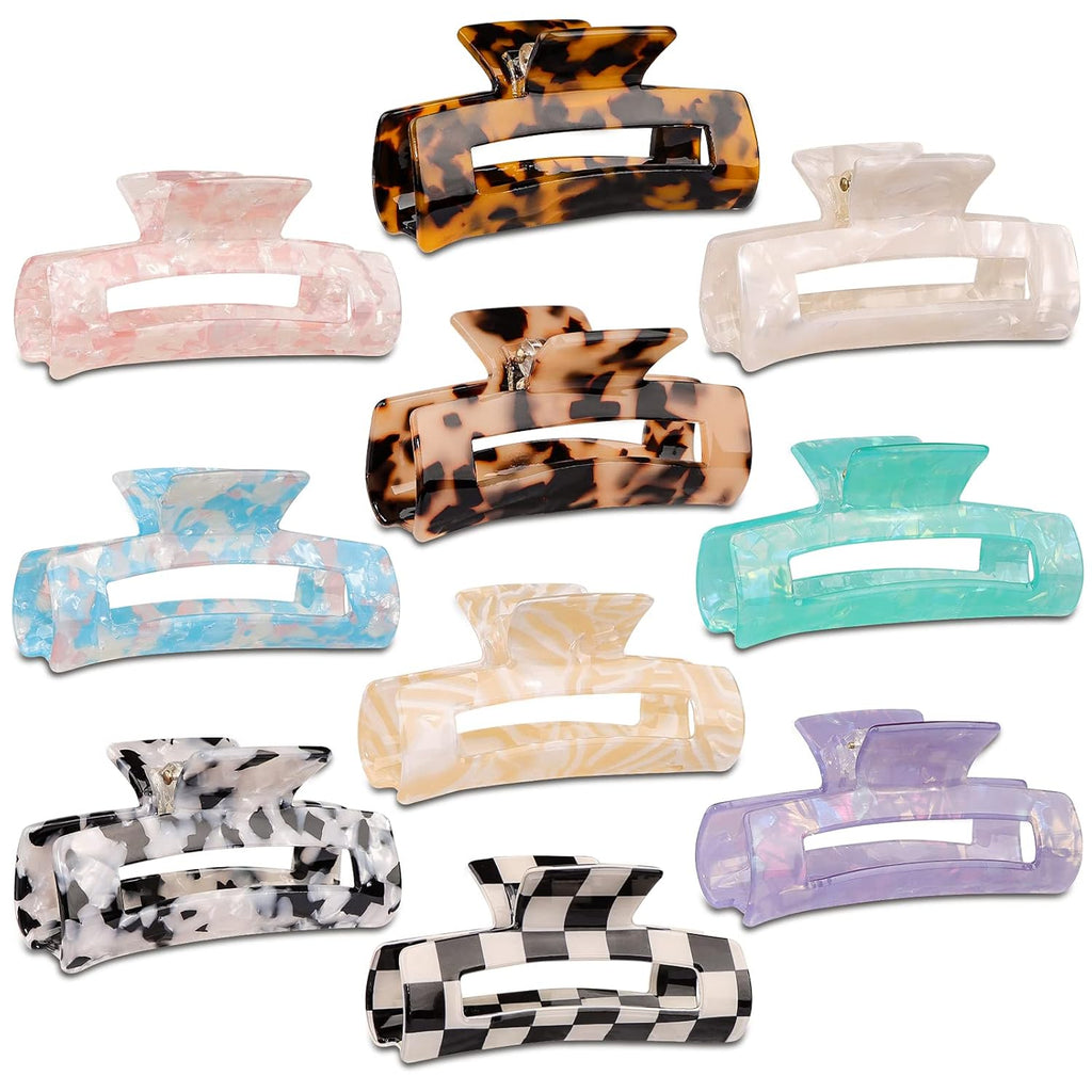 Magicsky 10 Pcs Large Resin Hair Claw Clips For Women Thick Thin Hair Updos