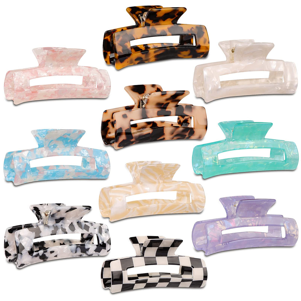 Magicsky 10 Pcs Large Resin Hair Claw Clips For Women Thick Thin Hair Updos