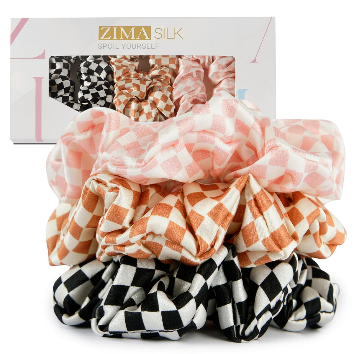 ZIMASILK 100% Pure Mulberry Silk Hair Scrunchies for Women