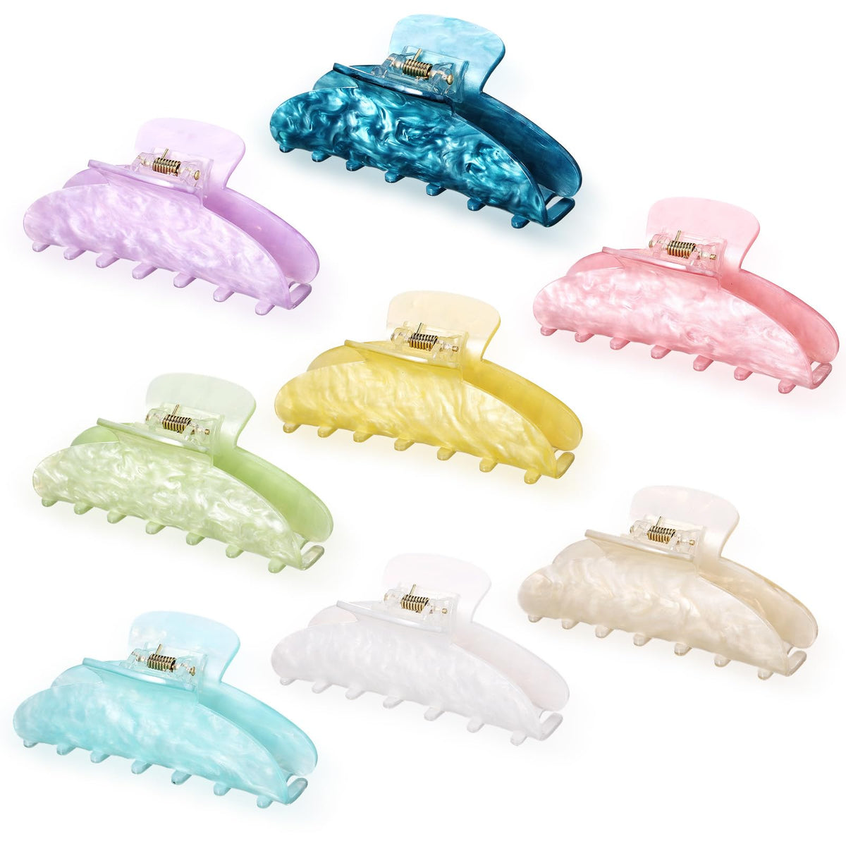 8 Pcs Large Acrylic Hair Claw Clips,Ink Painting,Dusk Color