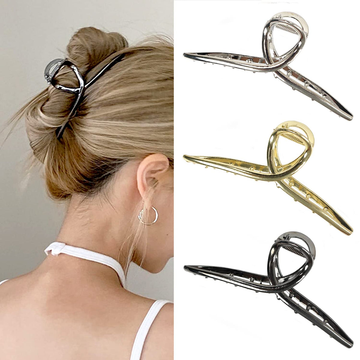 Big Hair Claw Clips - Butterfly Hair Accessories for Women and Girls with Long, Thick Hair - Large 5.1 Jelly Clips, 4 Pcs, Mother's Day Gifts