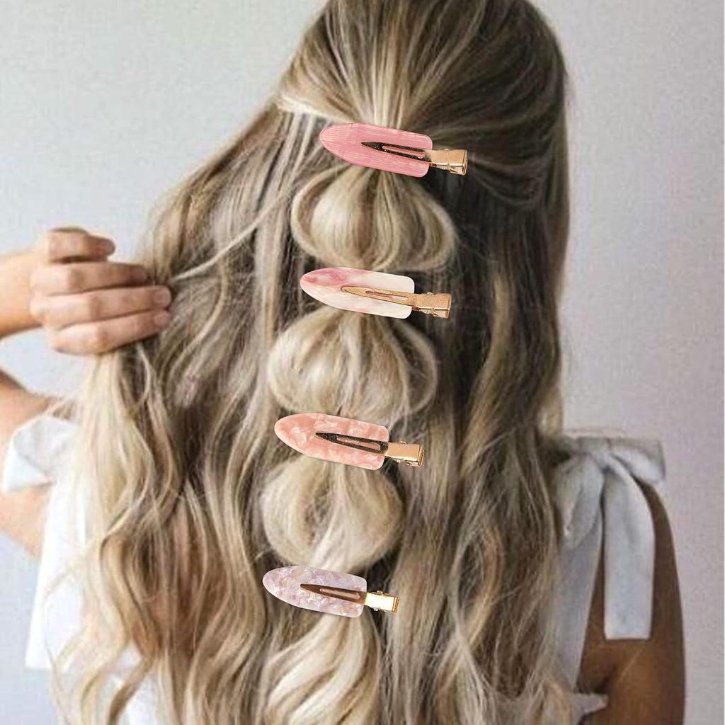 Magicsky 10PCS Creaseless No Bend Bang Resin Hair Clips For Women - Pink