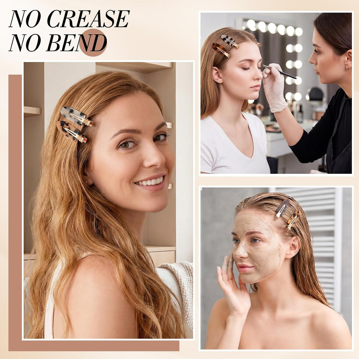 obeoby 14 Pcs No Crease Hair Clips For Women Girls Makeup Styling, 2.36 In