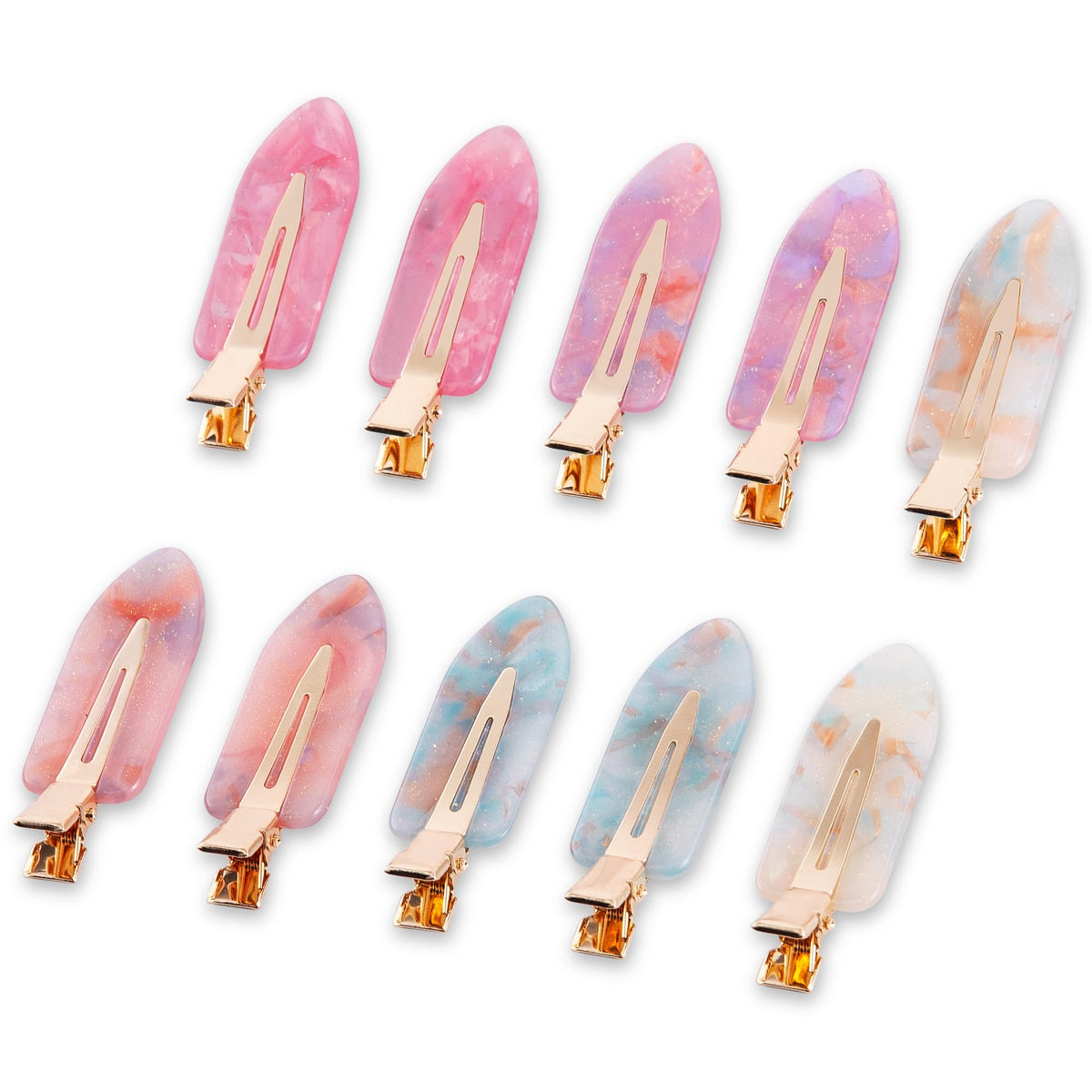No Crease Creaseless No Bend Hair Clips For Styling Non Slip Flat Clips For Makeup Hair Accessories For Women,White Gold Color,12 PCS