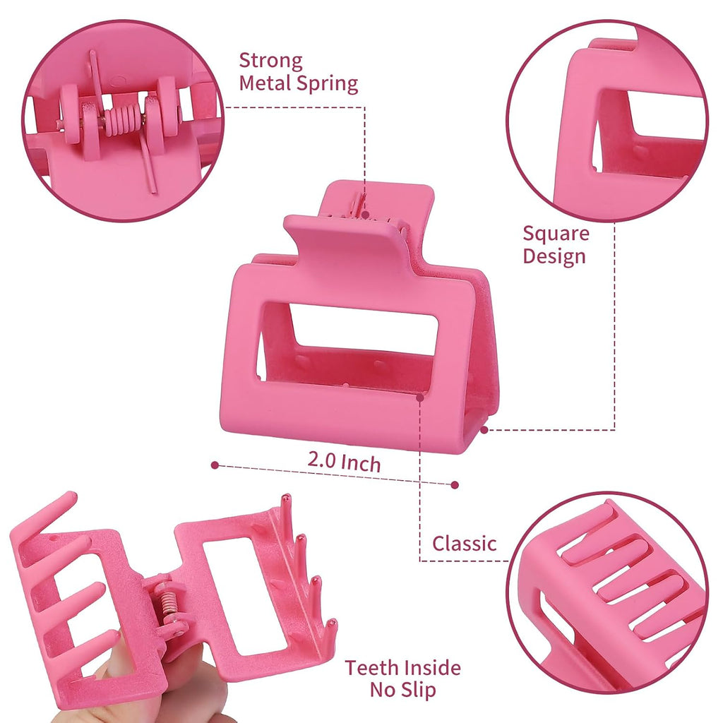 Sisiaipu 2 Inch Medium Hair Claw Clips 12 Pcs Square Hair Clips for Thin Hair Matte Nonslip Acrylic Banana Jaw Clips Bulk Hair Accessories for women and Girls - Colorful