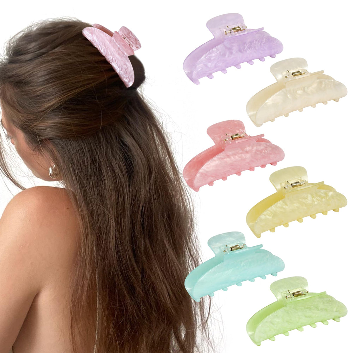 5Pcs Hair Claw Clips Medium Hair Clips for Thick/Thin Hair Strong Hold Non-slip Hair Jaw Clamp Styling Hair Accessories for Women and Girls