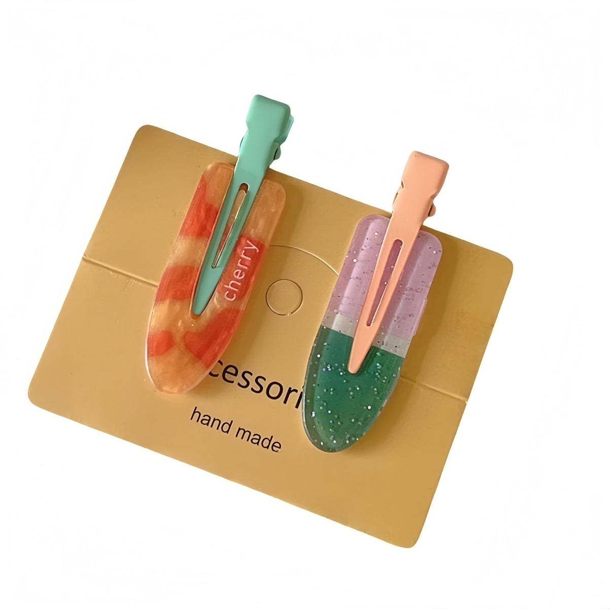 2 Pcs Cute fruit hair clip for Women Girls thick,thin hair.No Bend No Crease Hair Clips for styling sectioning hair barretters fine (Sea salt avocado)