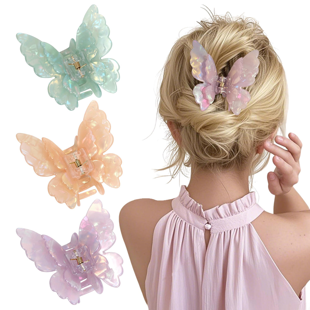 5Pcs Hair Claw Clips Medium Hair Clips for Thick/Thin Hair Strong Hold Non-slip Hair Jaw Clamp Styling Hair Accessories for Women and Girls