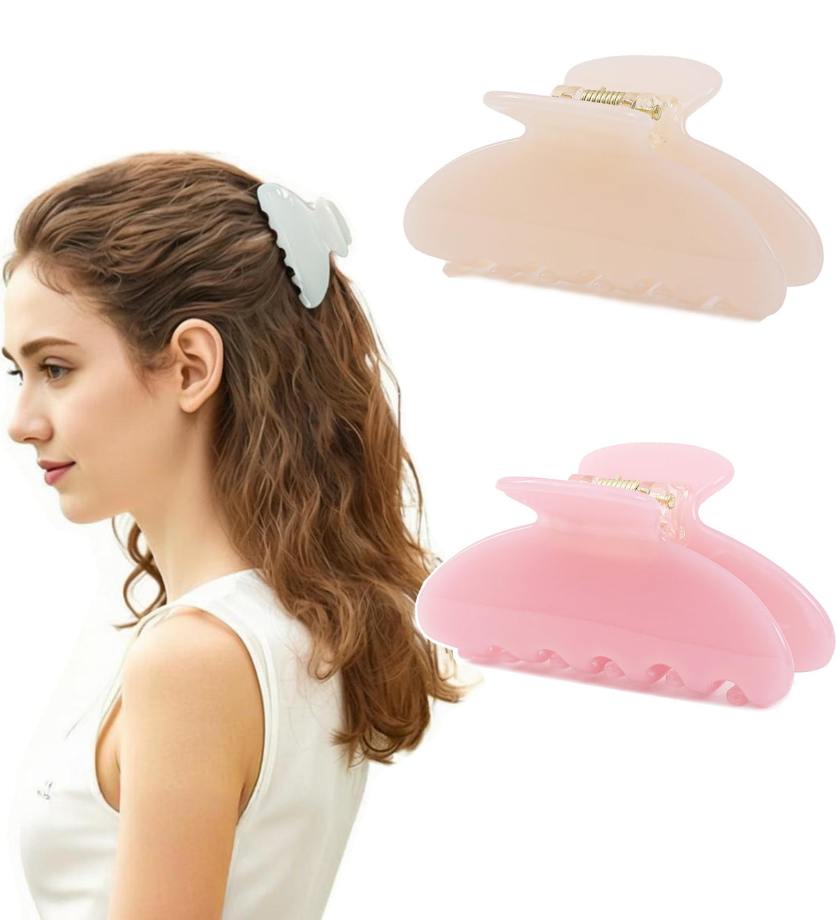 2Pcs Small Medium Hair Claw Clips for Women Tortoise Shell Claw Hair Clips for Thin Fine Medium Thick Hair