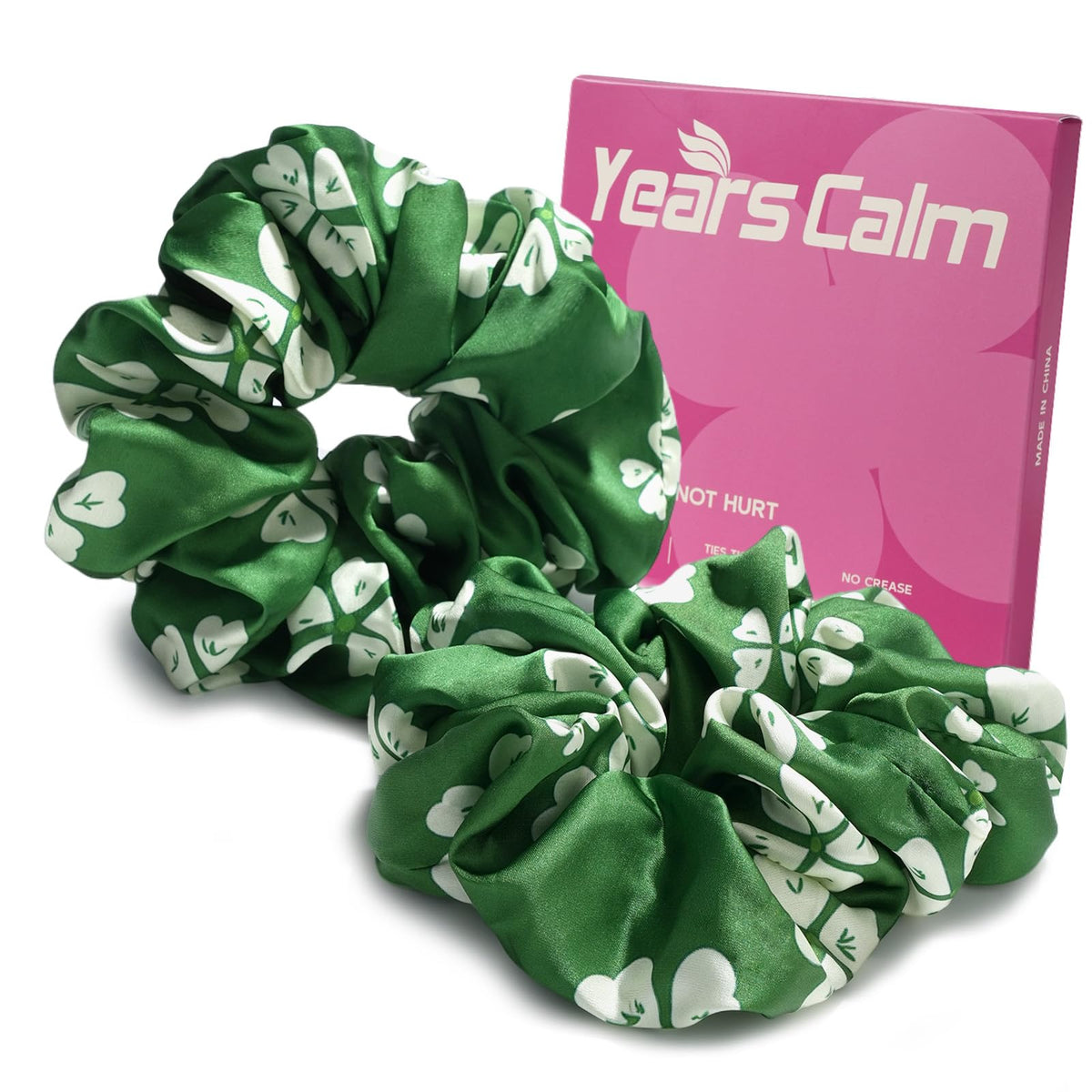 Years calm Satin Scrunchies For Women, No Pull, 2PC Thick Hair Ties，Pink