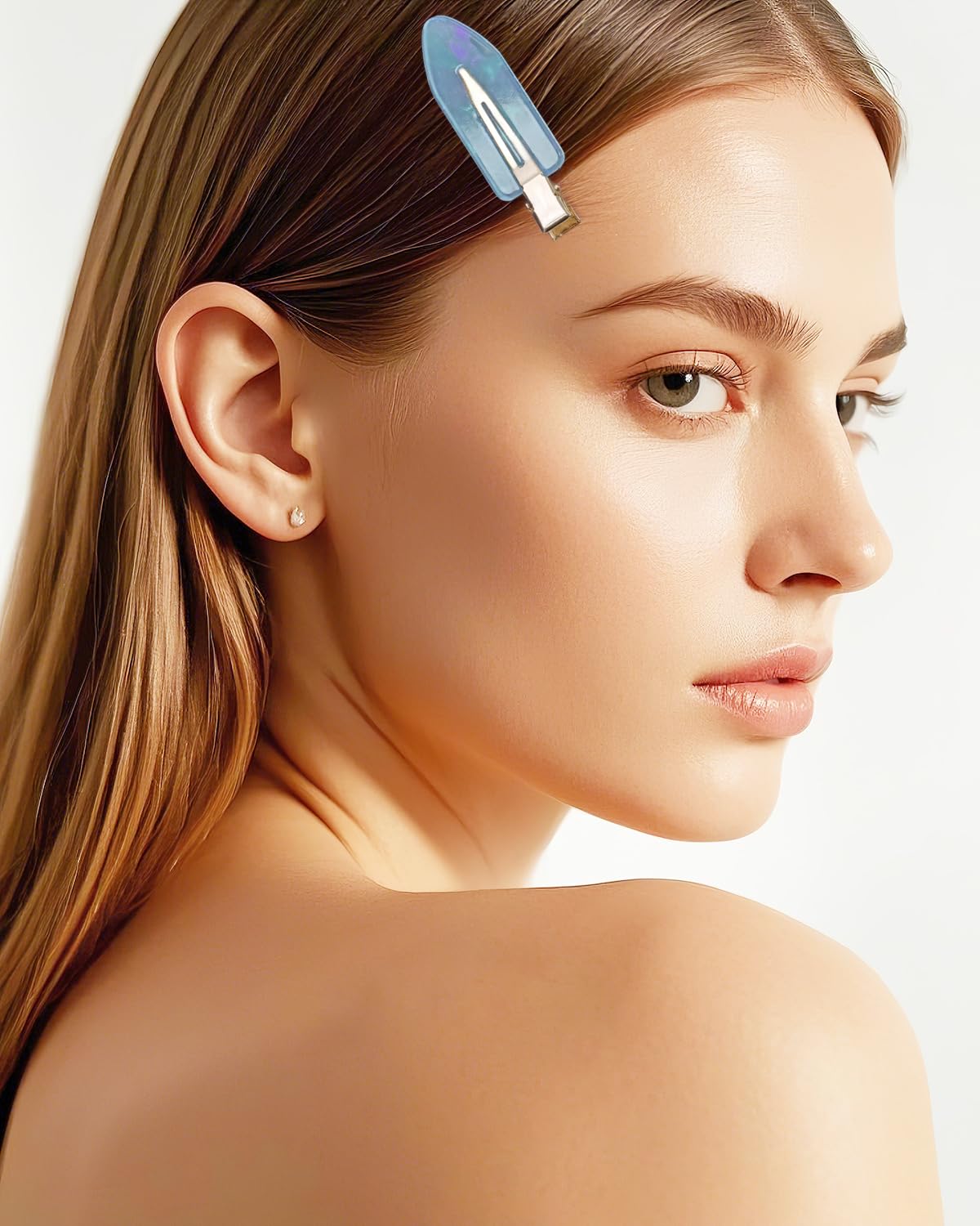 Mini Skater 2.36" Creaseless Hair Clips No Bend Resin Styling Duckbill Hair Barrettes No Crease Flat Clip for Women Hairstyle Bangs Waves Makeup Stylish Hairs Accessories, 2PCS (Blue)