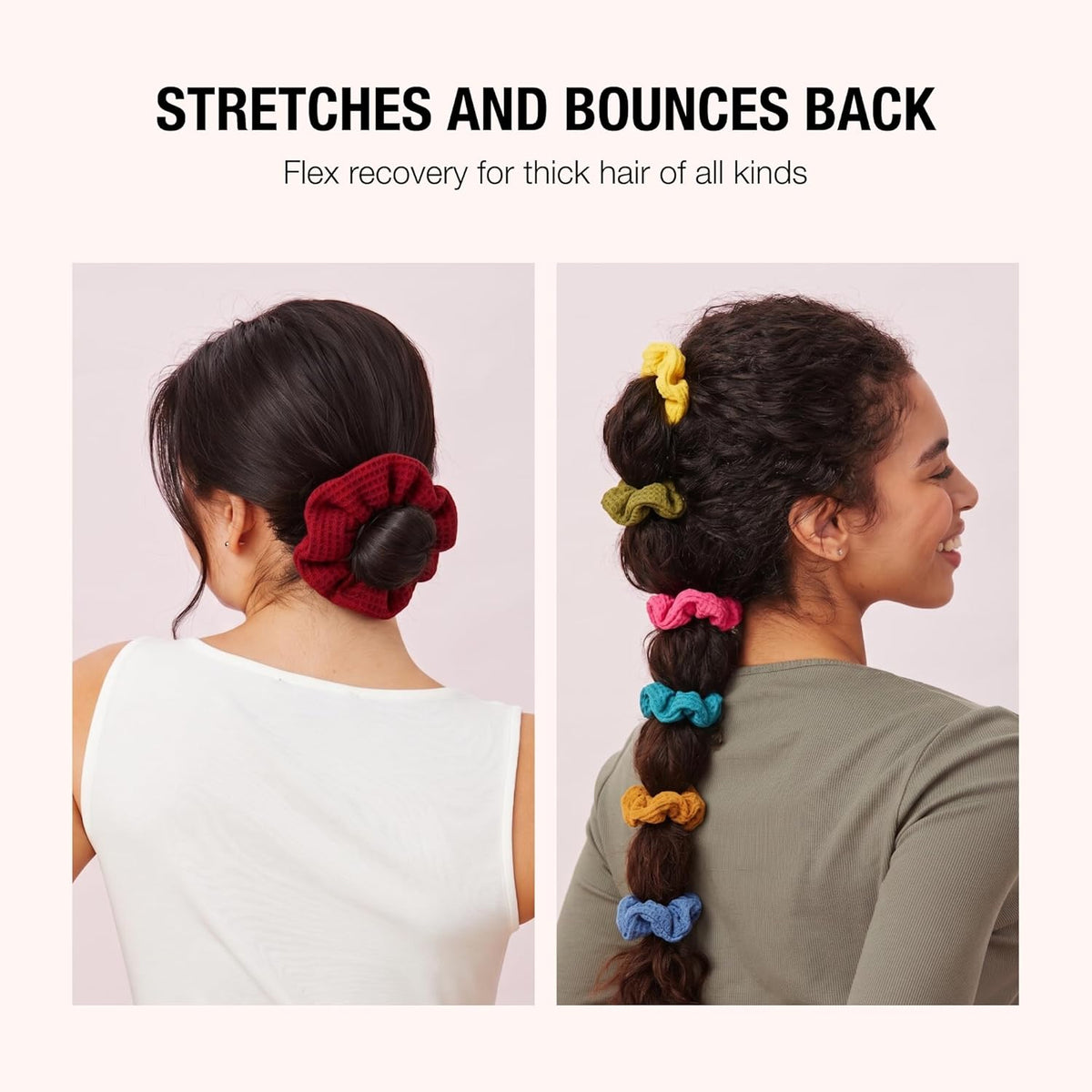 Scünci Hair Scrunchies, Waffle Knit Cotton, No-Damage, 36 Count
