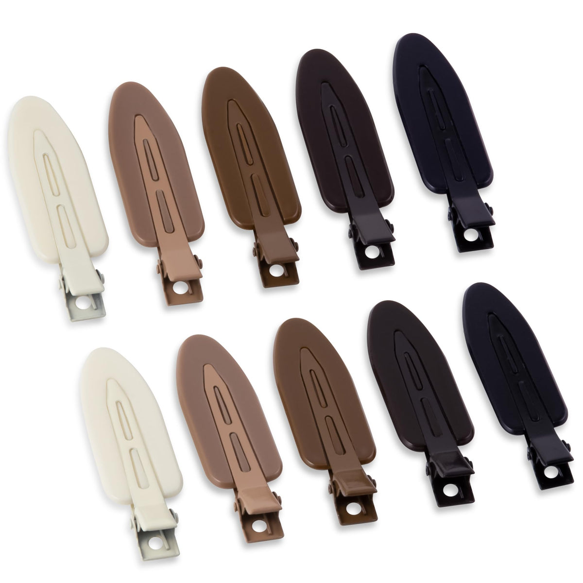 10 Pcs Creaseless No Crease No Bend Flat Hair Clips For Styling Non Slip Makeup Clips For Women Salon Hairstyle,Matte Black Brown Beige