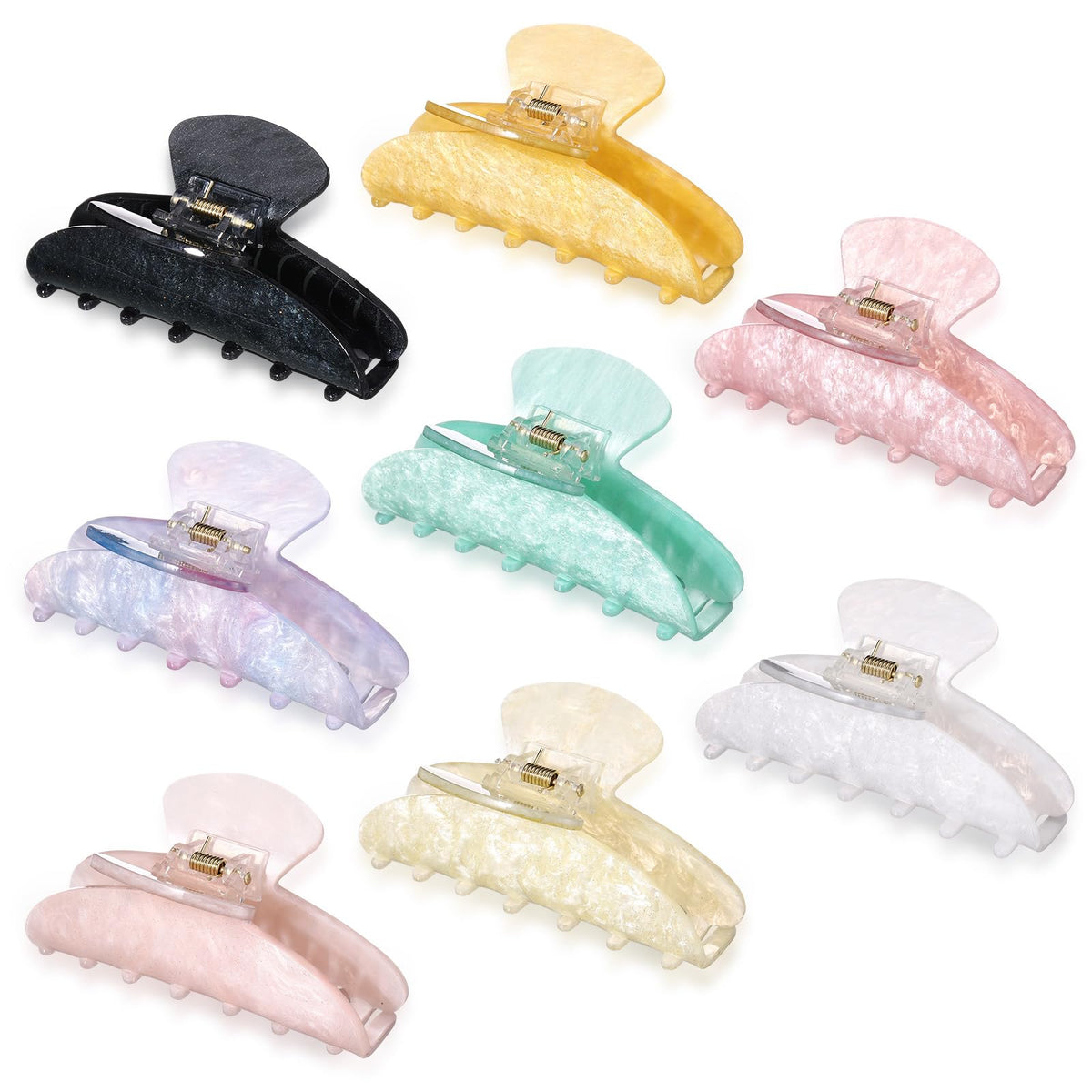 8 Pcs Large Acrylic Hair Claw Clips,Ink Painting,Dusk Color
