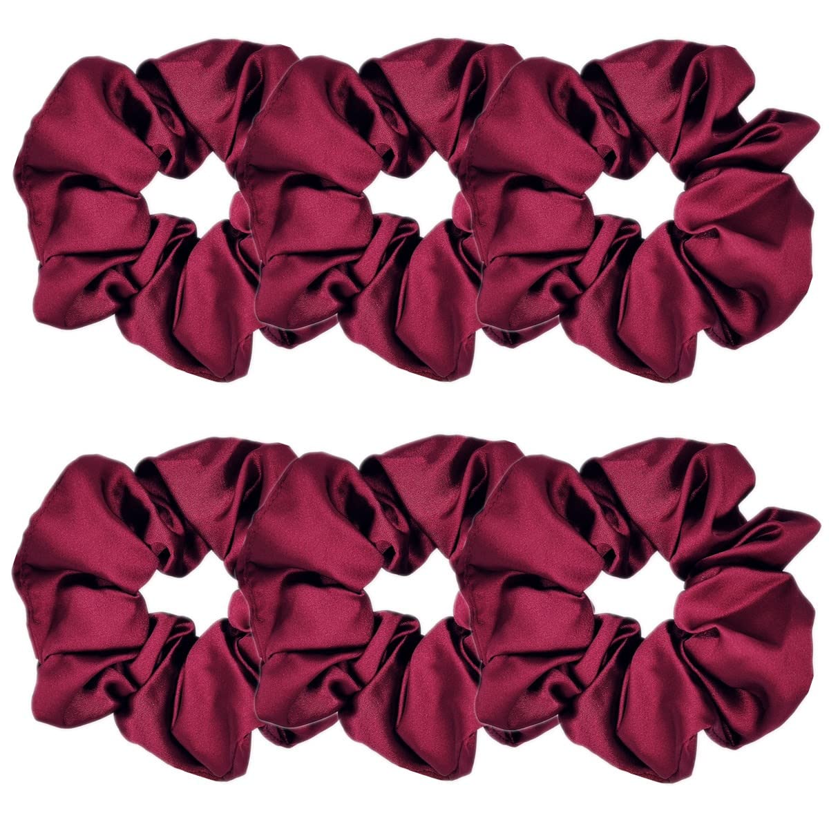 Sufermoe 6 Pcs Satin Silk Hair Scrunchies, 6 Classic Colors, Soft Hair Ties, Fashion Hair Bands, Hair Bow Ropes, Hair Elastic Ponytail Holders for Women and Girls, 4.5 Inch