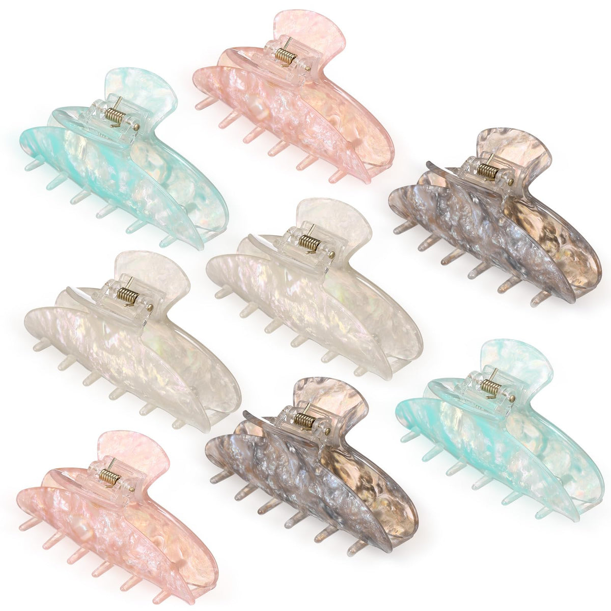 8 Pcs Large Acrylic Hair Claw Clips,Ink Painting,Dusk Color
