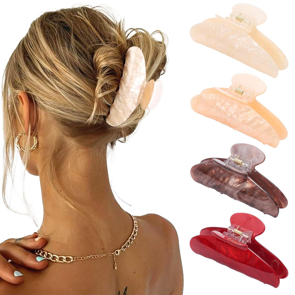 4 Pcs Claw Clips for Women Fine Thin Hair Strong Hold Acrylic Hair Clips