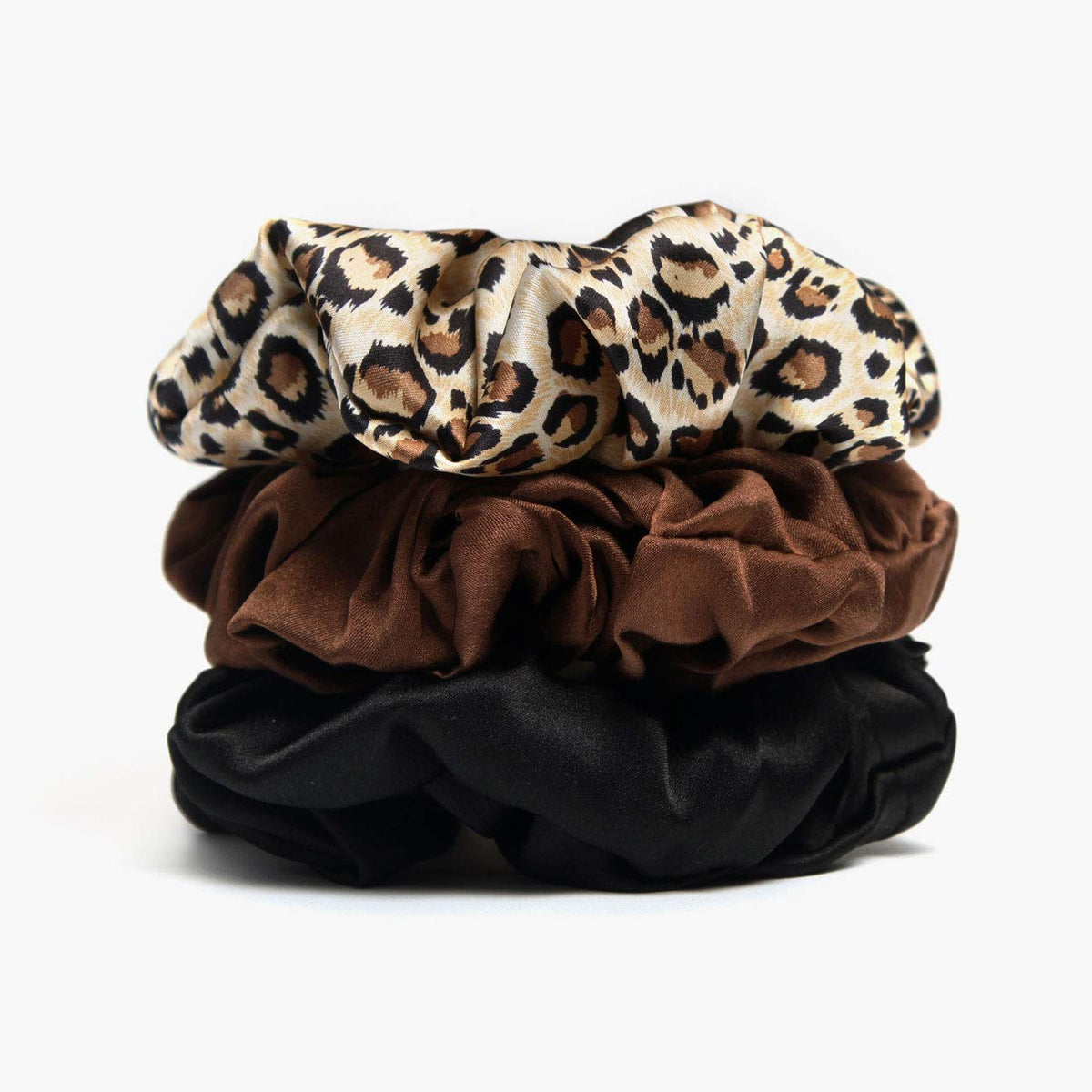 Michooyel 100% Mulberry Silk Scrunchies Hair Ties Elastic Band Scrunchy For Women Girls Curly Hair, No Damage, Ponytail Holder, 3 Pack, 4 cm