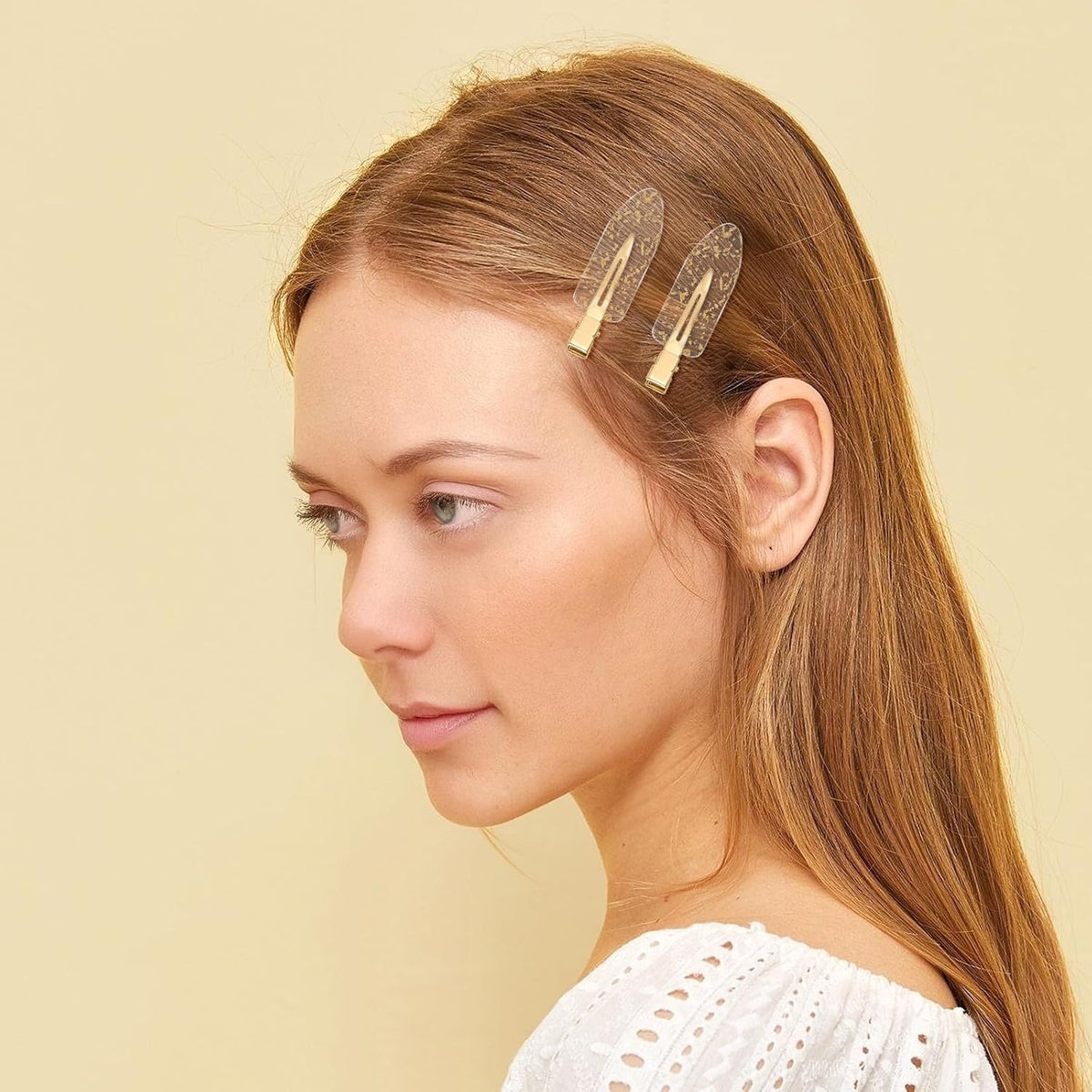 Psyqtsuary 20 Pcs No Crease Hair Clips - Gold, Modern, Glitter, Formal, Unisex - 20 Count (Pack of 20) - Wedding, Birthday, Christmas - Plastic, Rectangular, Normal Hair Type