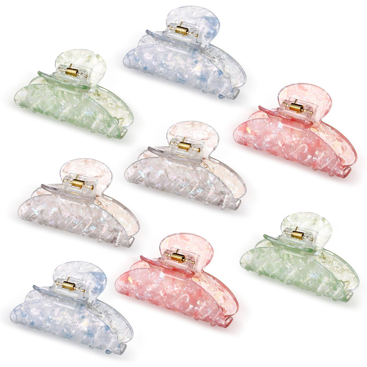 8 Pcs Large Acrylic Hair Claw Clips,Ink Painting,Dusk Color