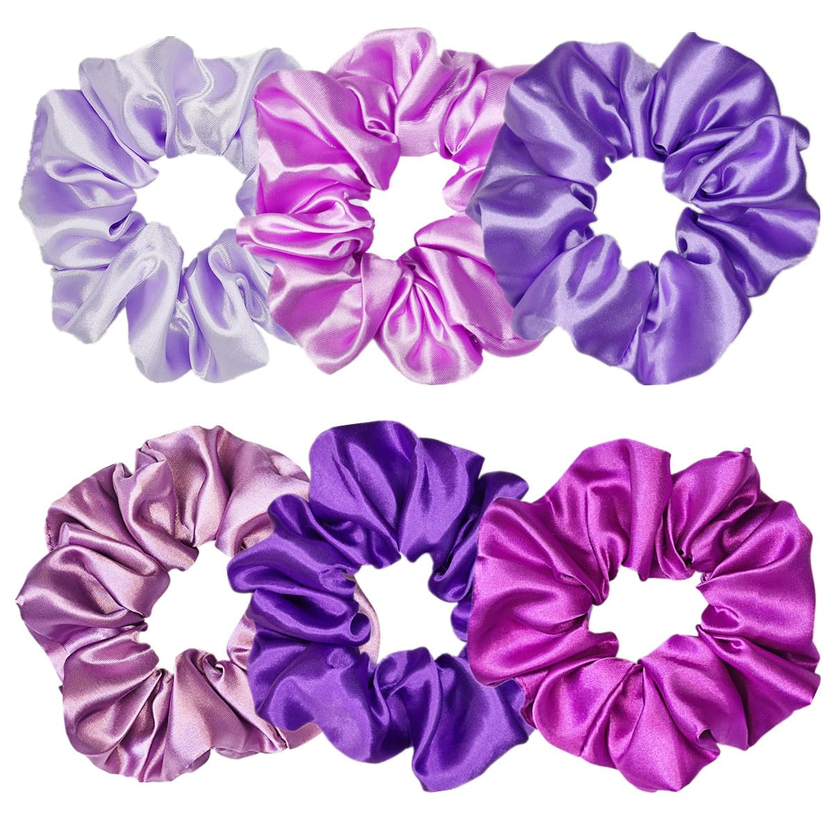 Sufermoe 6 Pcs Satin Silk Hair Scrunchies, 4.5 Inch, Dark Brown, Hair Accessories for Women and Girls