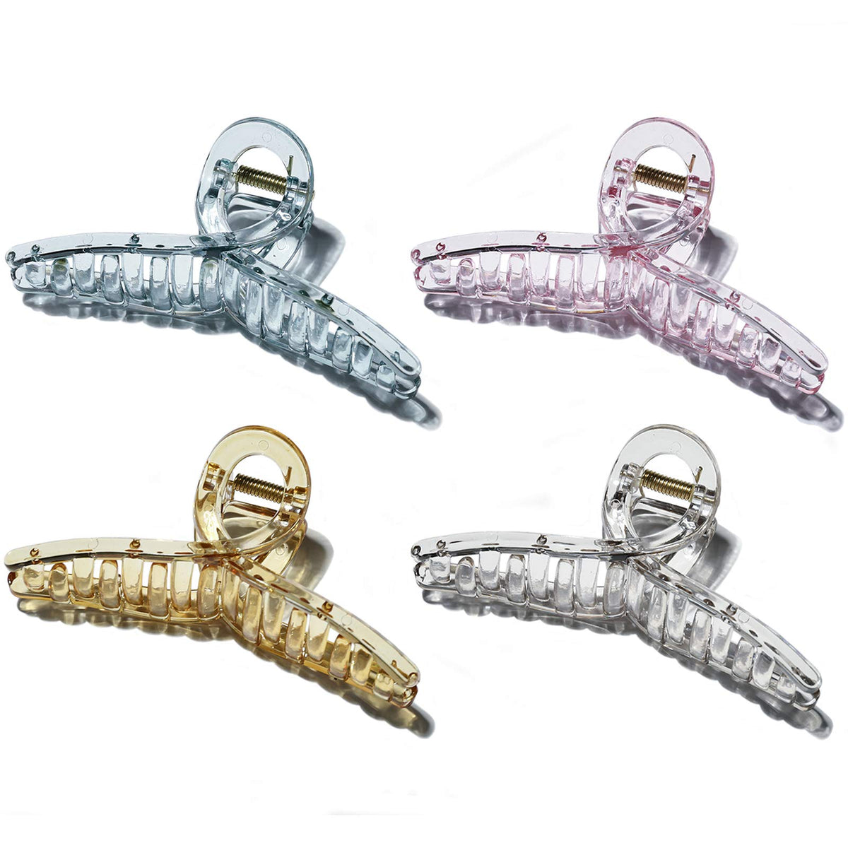 Big Hair Claw Clips - Butterfly Hair Accessories for Women and Girls with Long, Thick Hair - Large 5.1 Jelly Clips, 4 Pcs, Mother's Day Gifts