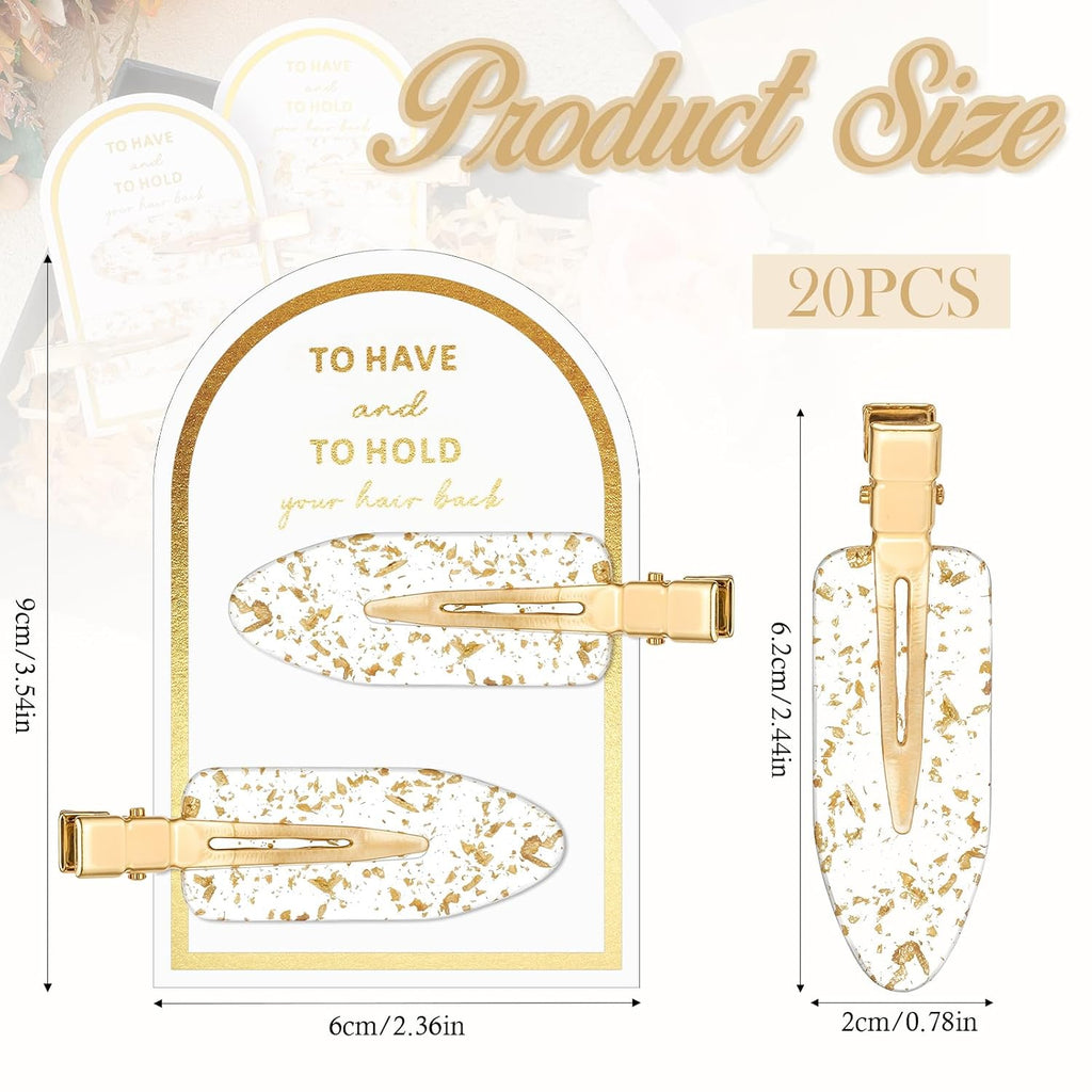 Psyqtsuary 20 Pcs No Crease Hair Clips - Gold, Modern, Glitter, Formal, Unisex - 20 Count (Pack of 20) - Wedding, Birthday, Christmas - Plastic, Rectangular, Normal Hair Type