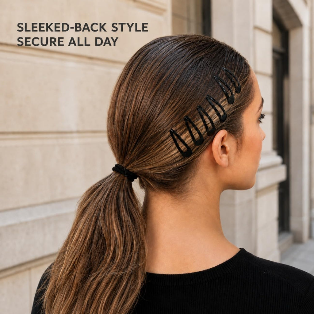 40 Pack Black 2 Inch Barrettes Women Metal Snap Hair Clips Accessories