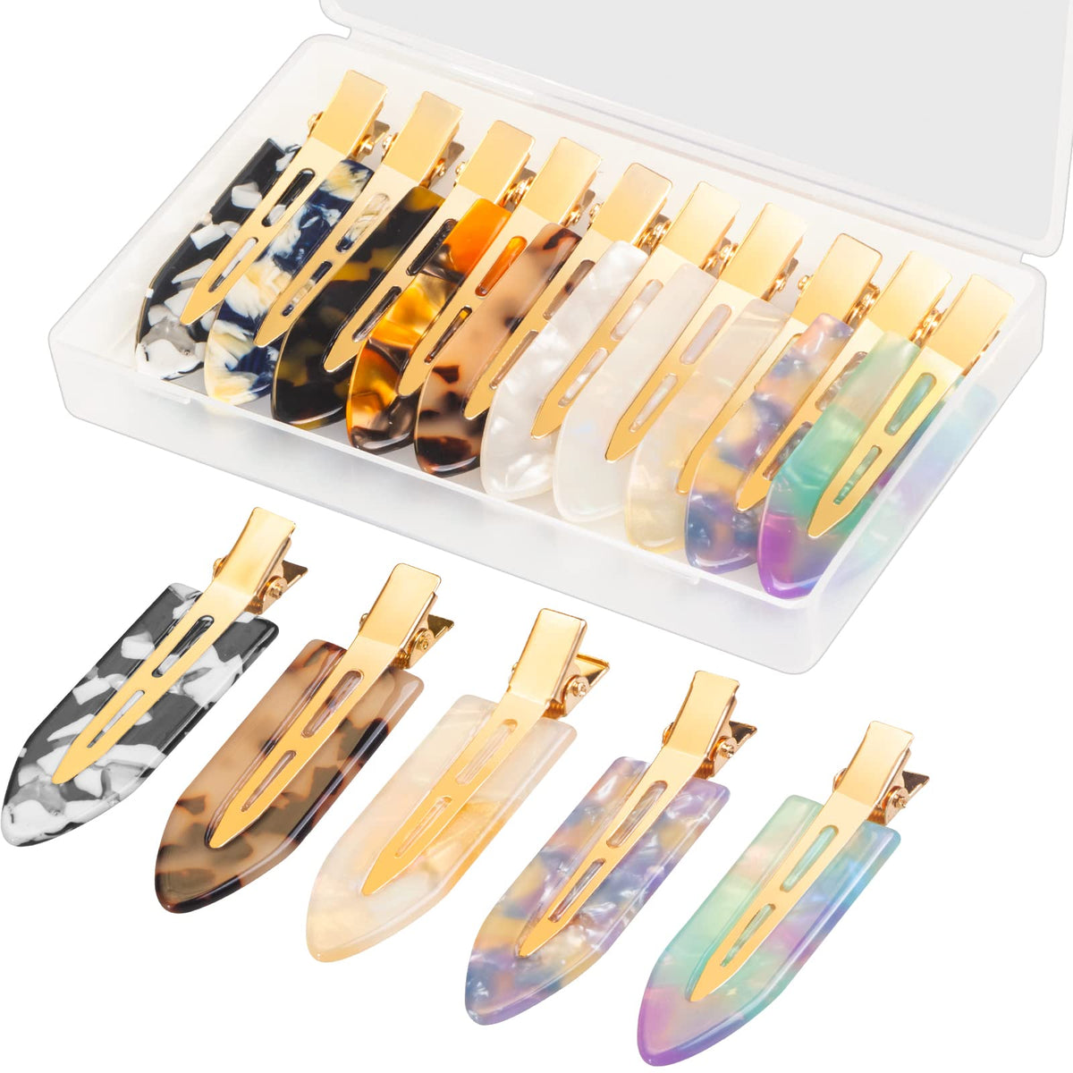 Gingbiss 10 Pcs No Bend Hair Clips, 2.7 Inch Acrylic No Crease Hair Clip