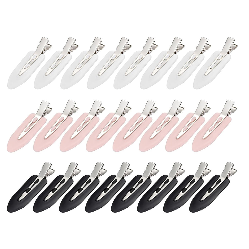 Wobe 24 Pcs Creaseless Hair Clips for Women Makeup, Black/Pink/White