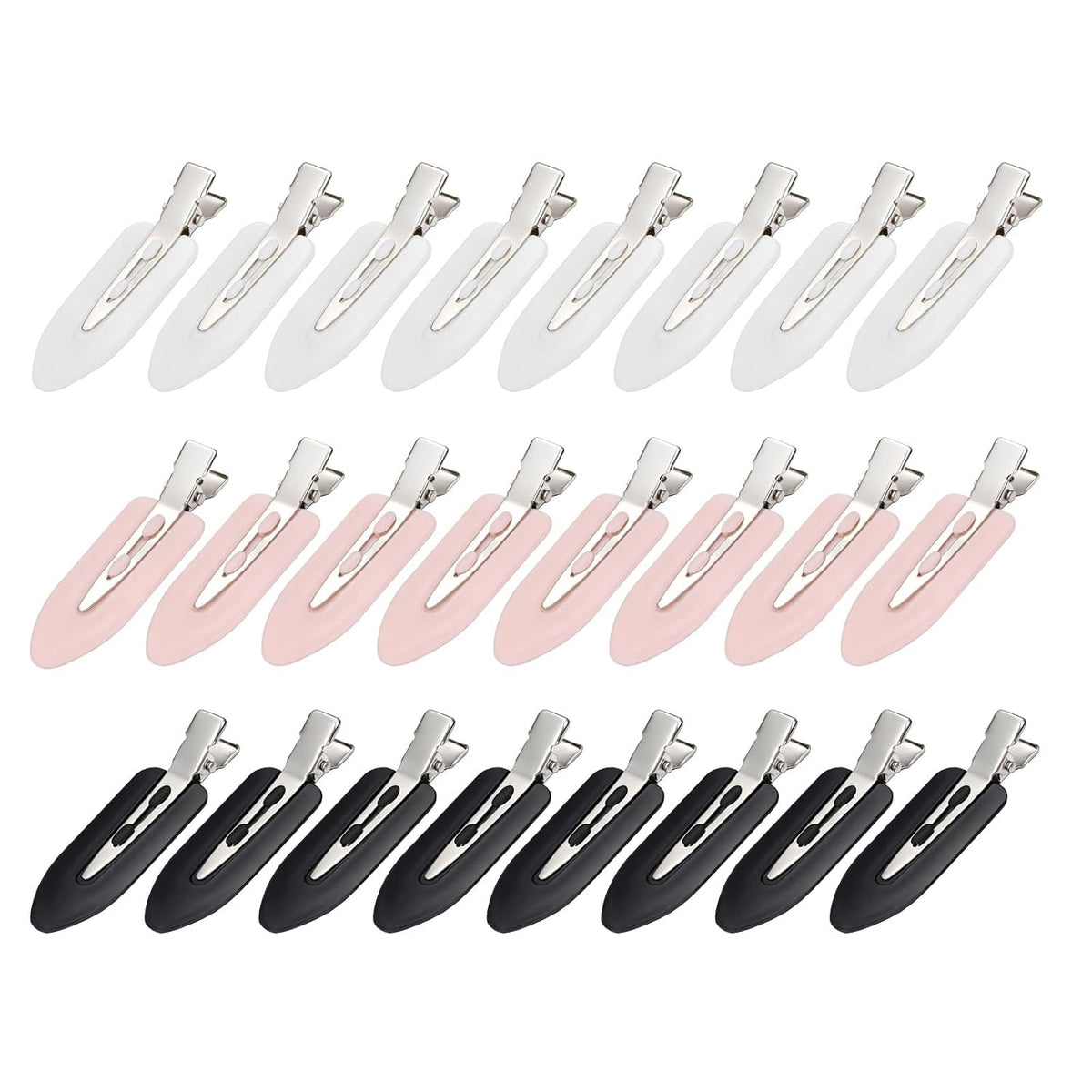 Wobe 24 Pcs Creaseless Hair Clips for Women Makeup, Black/Pink/White