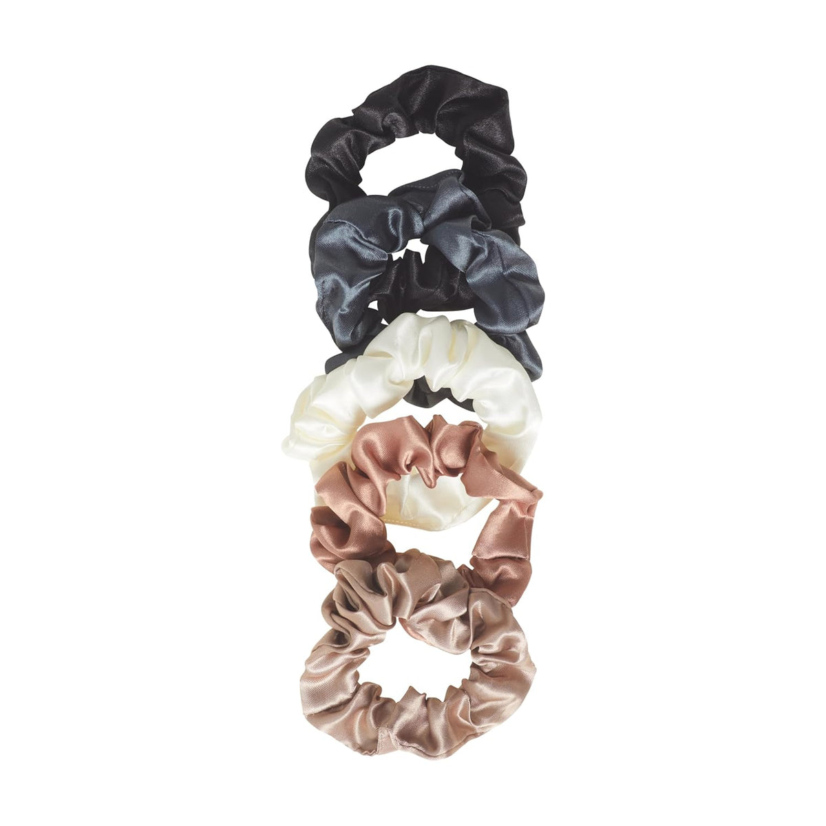 Goody Ouchless Satin Scrunchies - 5 Ct, Neutral Tones, Damage-Free Hold, Soft Overnight Hair Scrunchies to Sleep In, Gentle Hair Accessories for Women & Men, All Day Comfort, All Hair Types