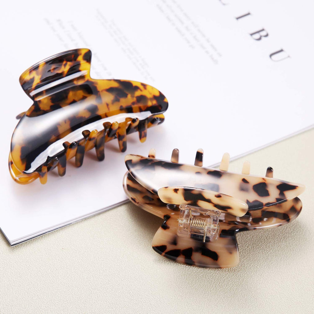 2 Pcs Large Hair Claw Clips Tortoise Shell Big Claw Hair Clips for Thick Hair Strong Hold No Slip Grip Hair Jaw Clips for Women